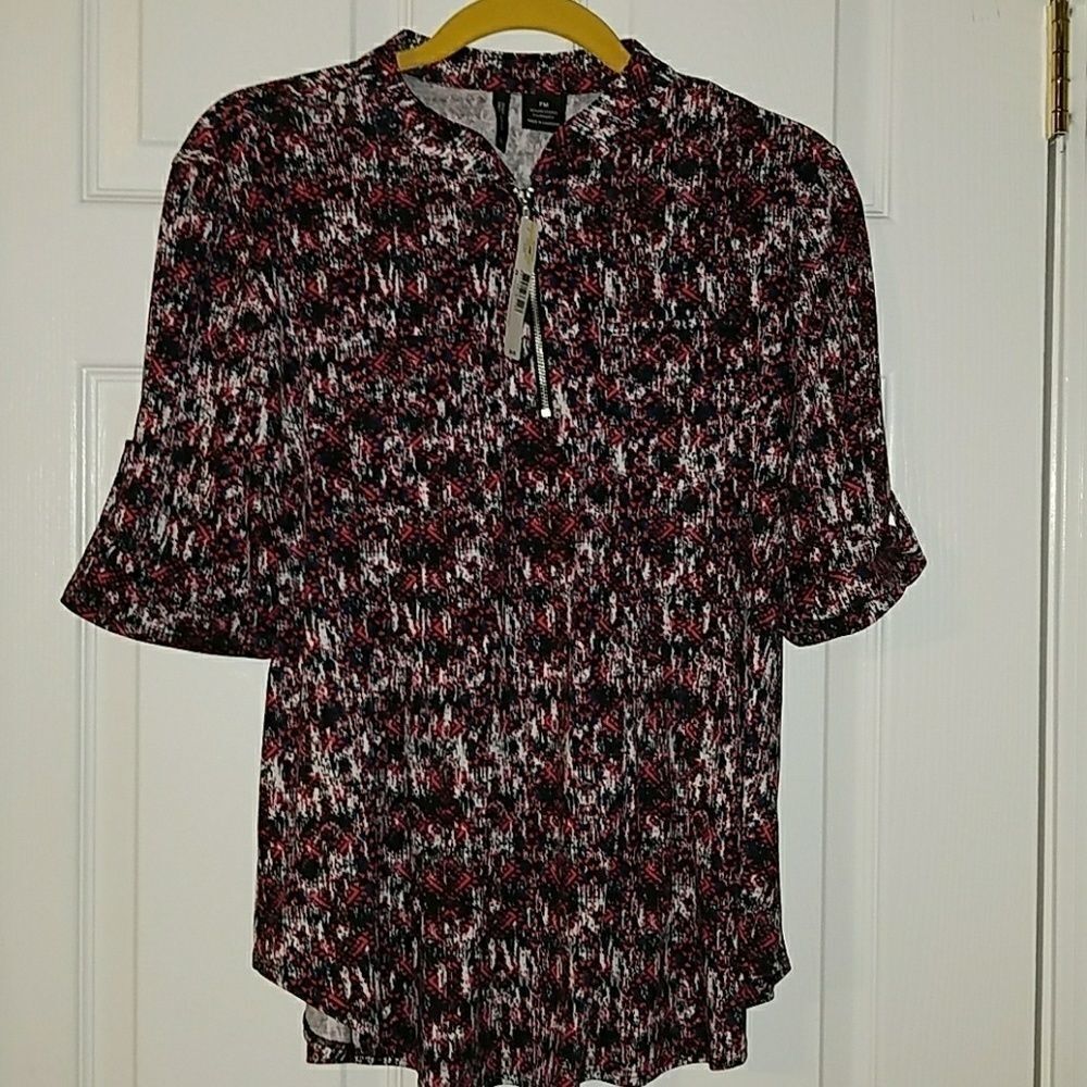 New Directions printed blouse Sz PM NWT